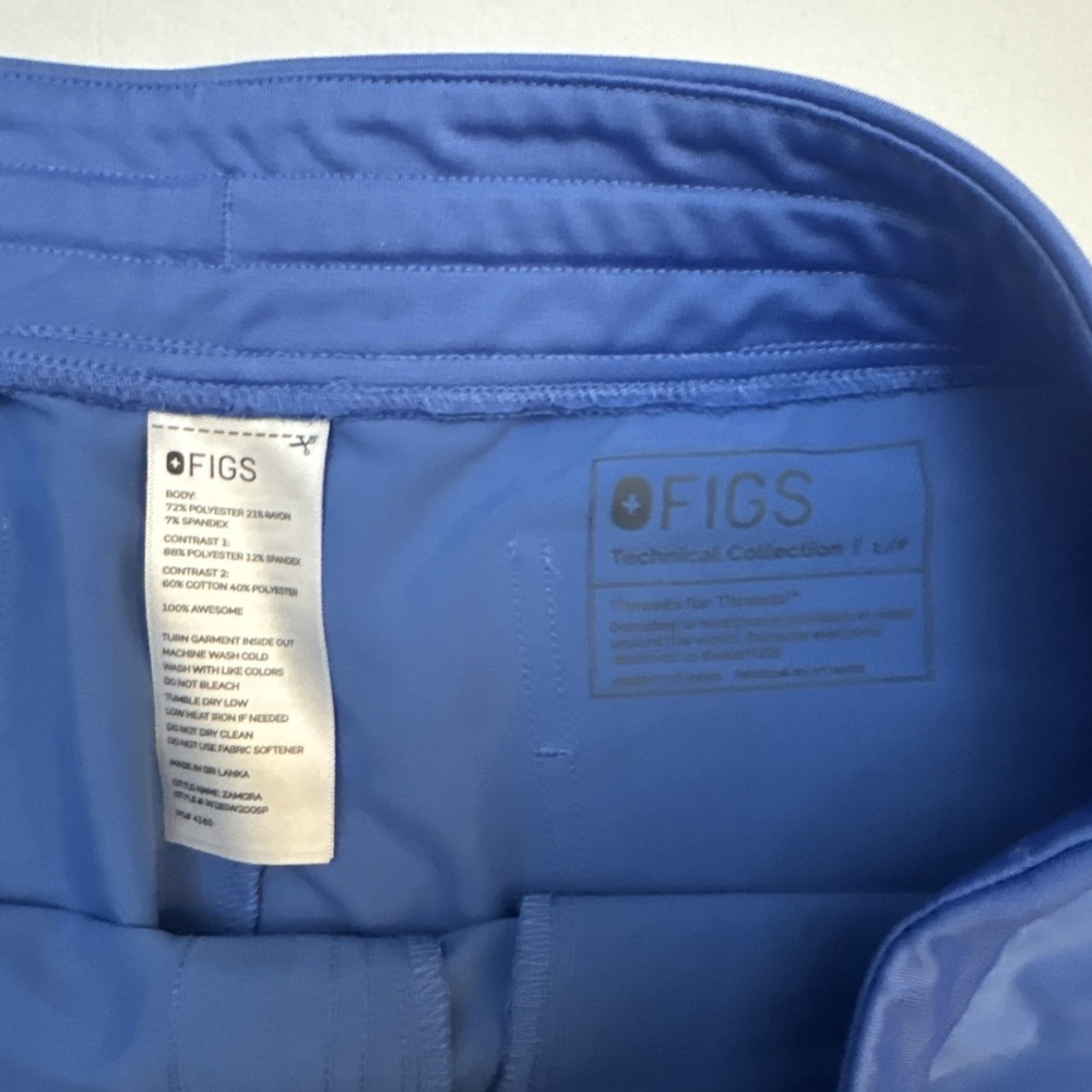 Figs Technical Womens Collection Scrub Set Blue Jogger Large Pants & Top - Picture 5 of 5